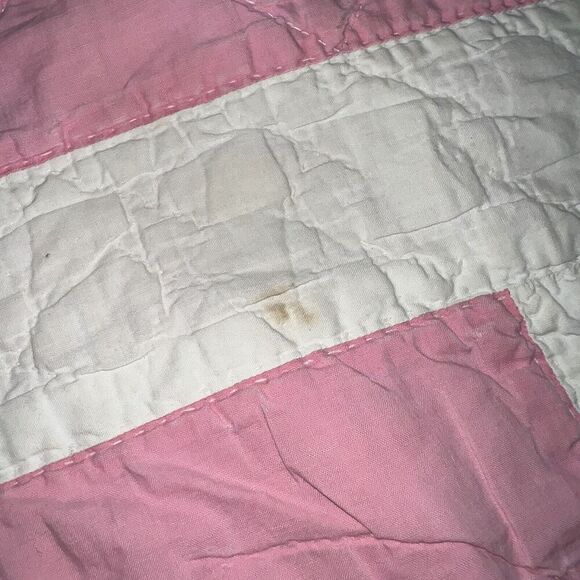 Vintage Baby Quilt Embroidered Goodnight Prayer Lay Me Down to Sleep 40” x 51” - Picture 12 of 16